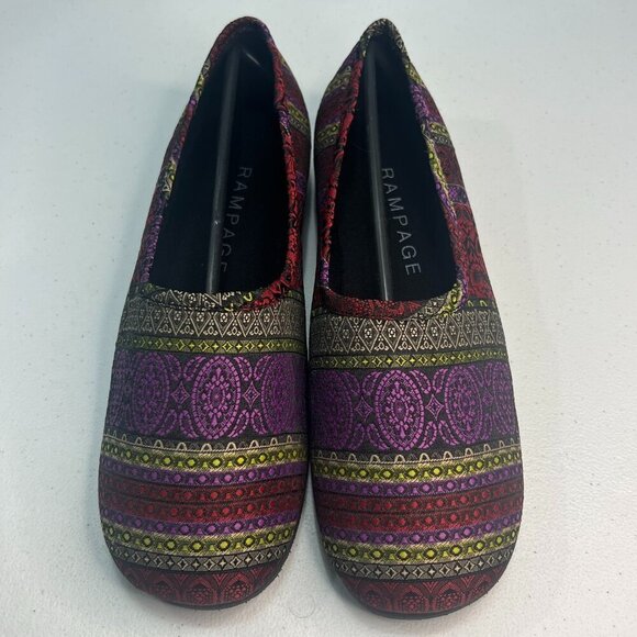 Rampage Super Boho Slip On Multicolored Flats Size 7.5M NIB Bohemian Purple Red - Picture 4 of 10